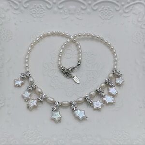 26X34 Handmade Freshwater Baroque Pearl Dangling Star Necklace